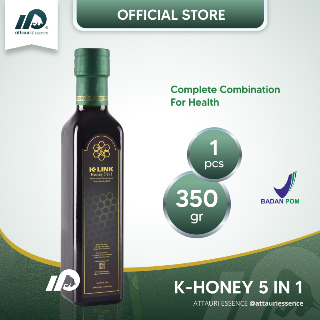 

K-HONEY 5 IN 1 Madu K-Link BPOM Halal MUI (350 gr) MaduAsli 100% Ekstrak Buah Kurma Kemasan Baru Madu Murni Berkualitas Tinggi K-Link Official Store K-Link Original Store Attauri