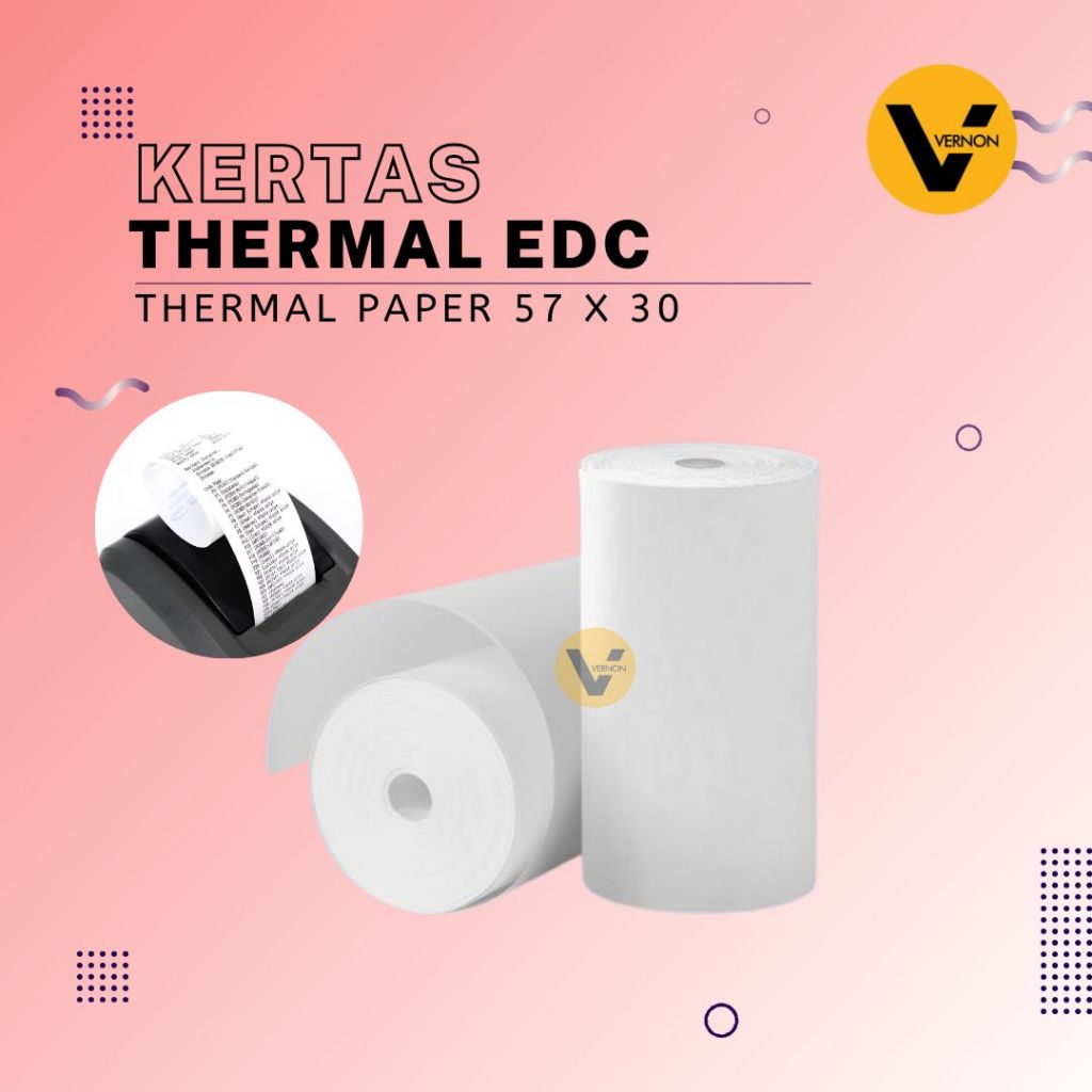 

Kertas Thermal Kertas Struk Kasir 57 x 30 mm Thermal EDC Paper Roll