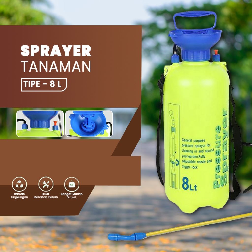 HOME Pressure Sprayer Alat Semprot Pertanian Semprotan Tanaman Semprotan Air 8 Liter