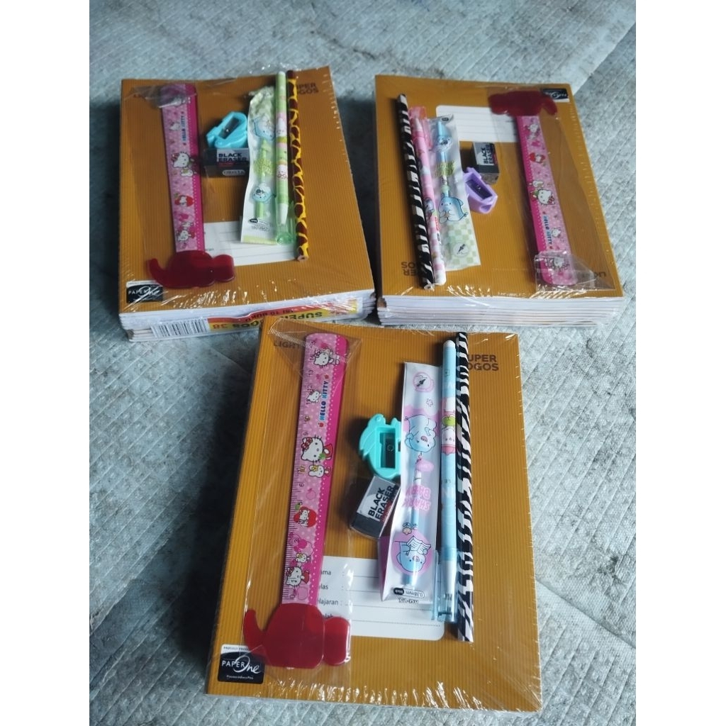 

3Pack paketan alat tulis//isian perpack 7 sachet alat tulis
