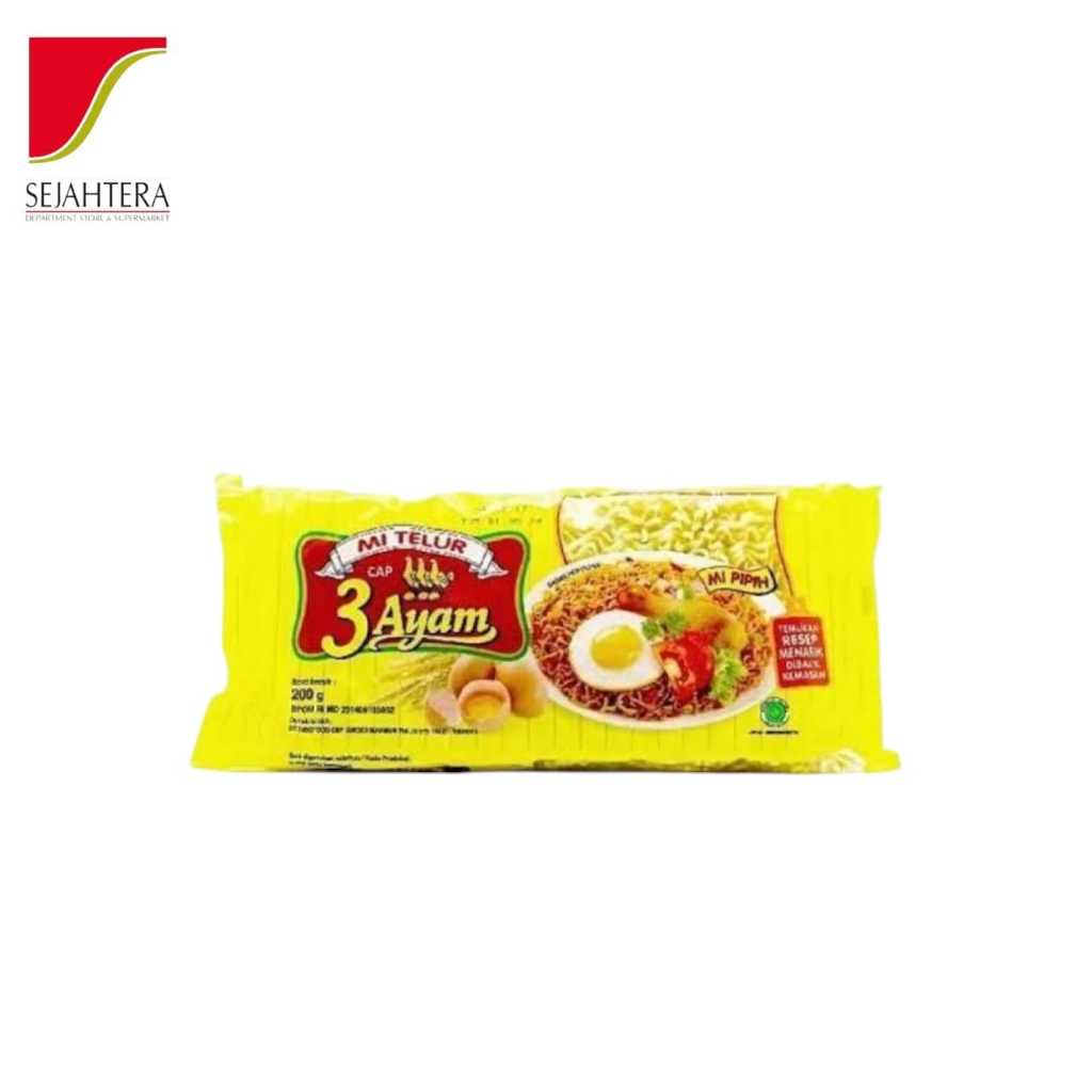 

3 Ayam Mie Telur Super Kuning 200g – Mi Telur Kenyal & Lezat Cocok untuk Semua Masakan