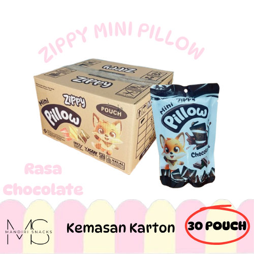 

ZIPPY MINI PILLOW RASA COKLAT ISI 30 POUCH KEMASAN KARTON