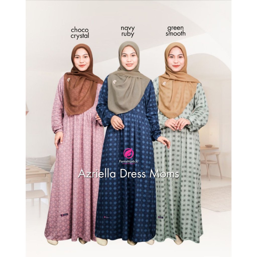 FANIA HIJAB AZRIELLA DRESS I Gamis wanita motif kotak kotak bahan rayon zara twill