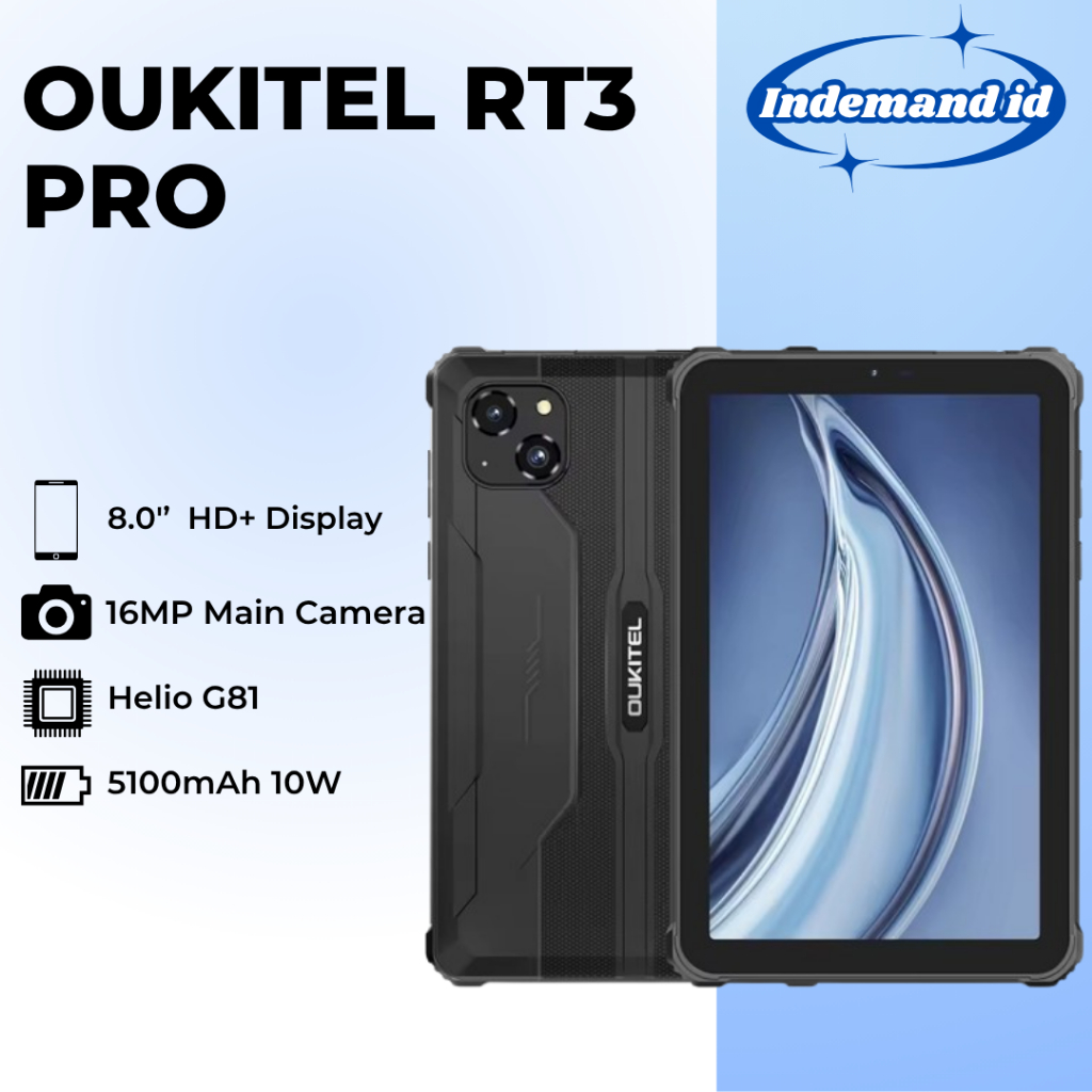 Oukitel RT3 PRO Rugged Tablet 16GB 128GB Android 14 5150mAh HD 8 inci MTK G81 octa-core 16MP