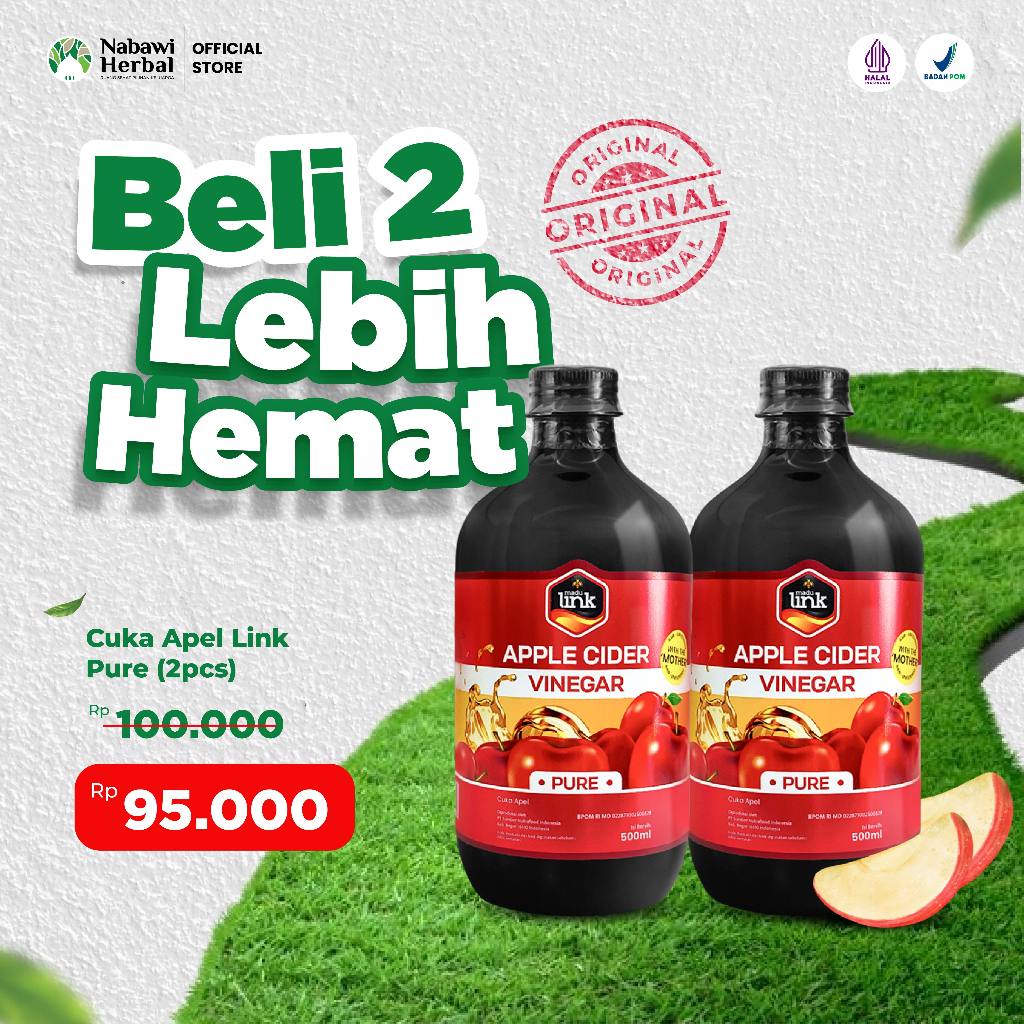 

BELI 2 LEBIH HEMAT - Cuka Apel Link Pure - Apple Cider Vinegar With Mother 500ml