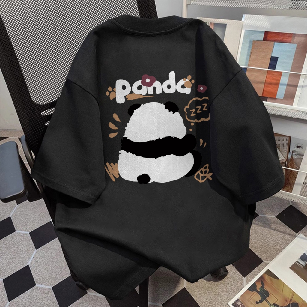 Various Tshirt Pria | Kaos Boxy Putih Pria Distro Original Tebal | Retro Panda Pola | Baju Pria Dist