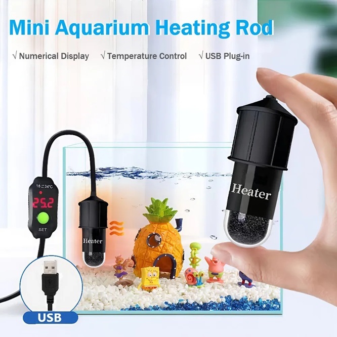 Aquarium Mini Portable Heater with LED digital / Heater Mini / Heater Cupang