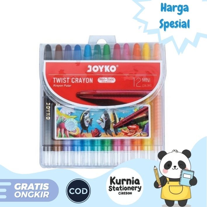 

Joyko Krayon Putar TWCR-12Mini / Twist Crayon 12 Warna Mini
