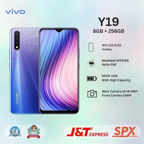 5 PCS HP Murah VIVO Y19 RAM 8GB /256GB Handphone Cuci Gudang Android/6.53 inch/5000mah/Kamera Depan 
