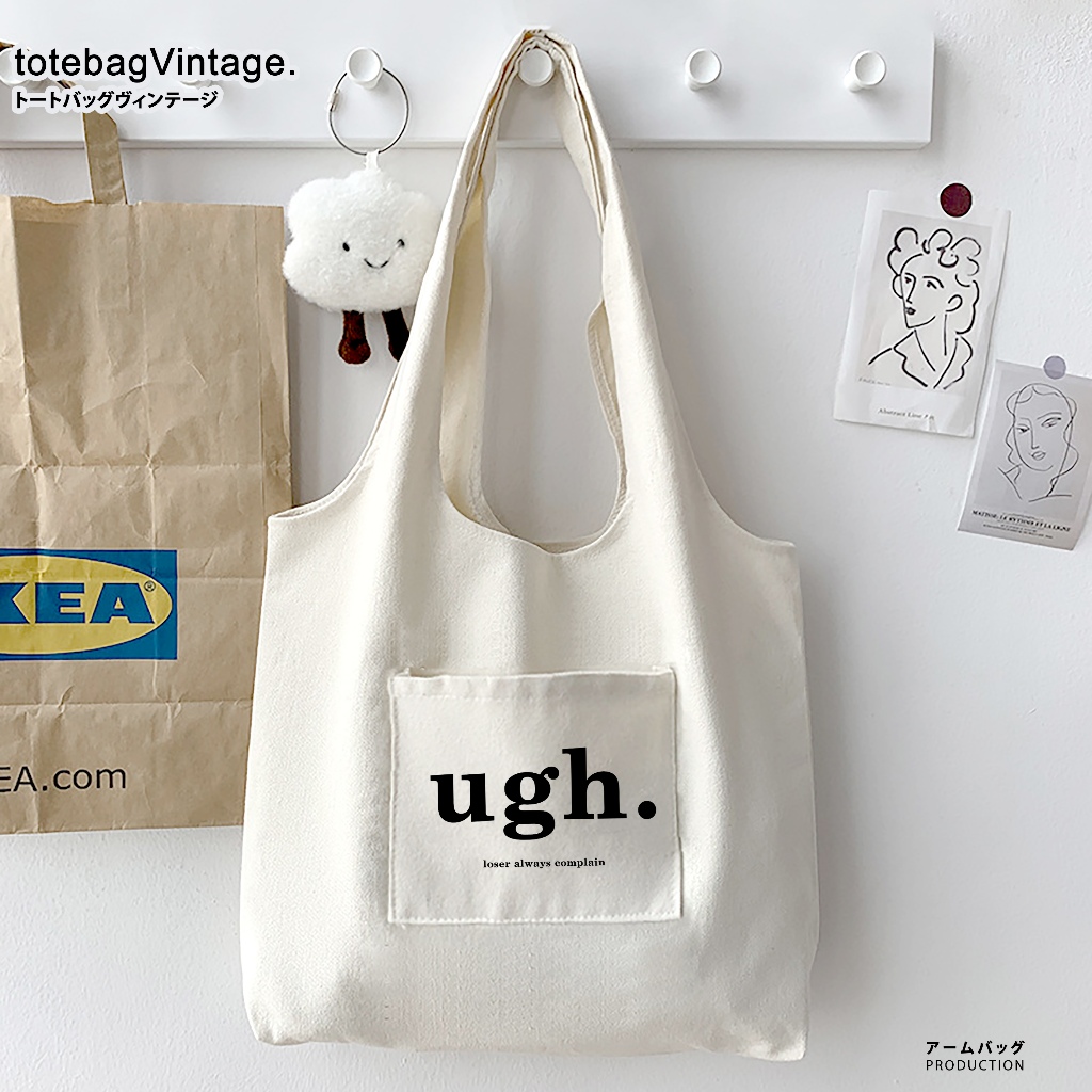 TOTE BAG KANTONG UGH BAHAN KANVAS UKURAN BESAR - TOTE BAG VINTAGE / TAS KANVAS / TAS WANITA