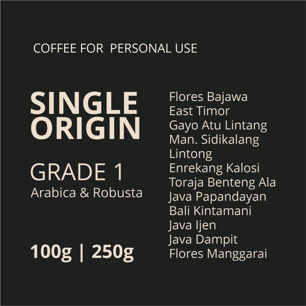 

Single Origin 100% Arabica Roasted Beans 200gr