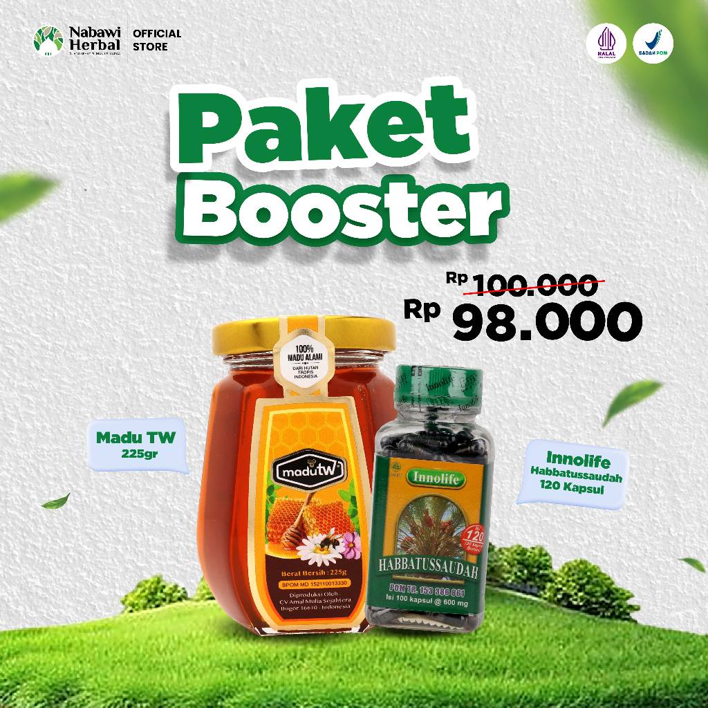 

PAKET BOOSTER - Madu TW 225gr & Innolife Habbatussauda 120 Kapsul