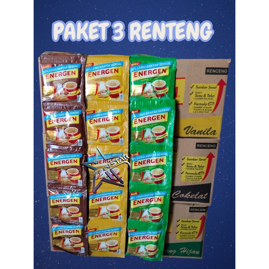 

3 Renteng / 30 Pcs Energen Sereal dan Susu