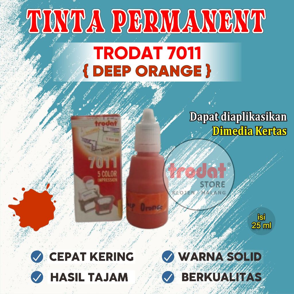 

Tinta Trodat 7011 DEEP ORANGE / Warna OREN / Refil tinta Trodat Original