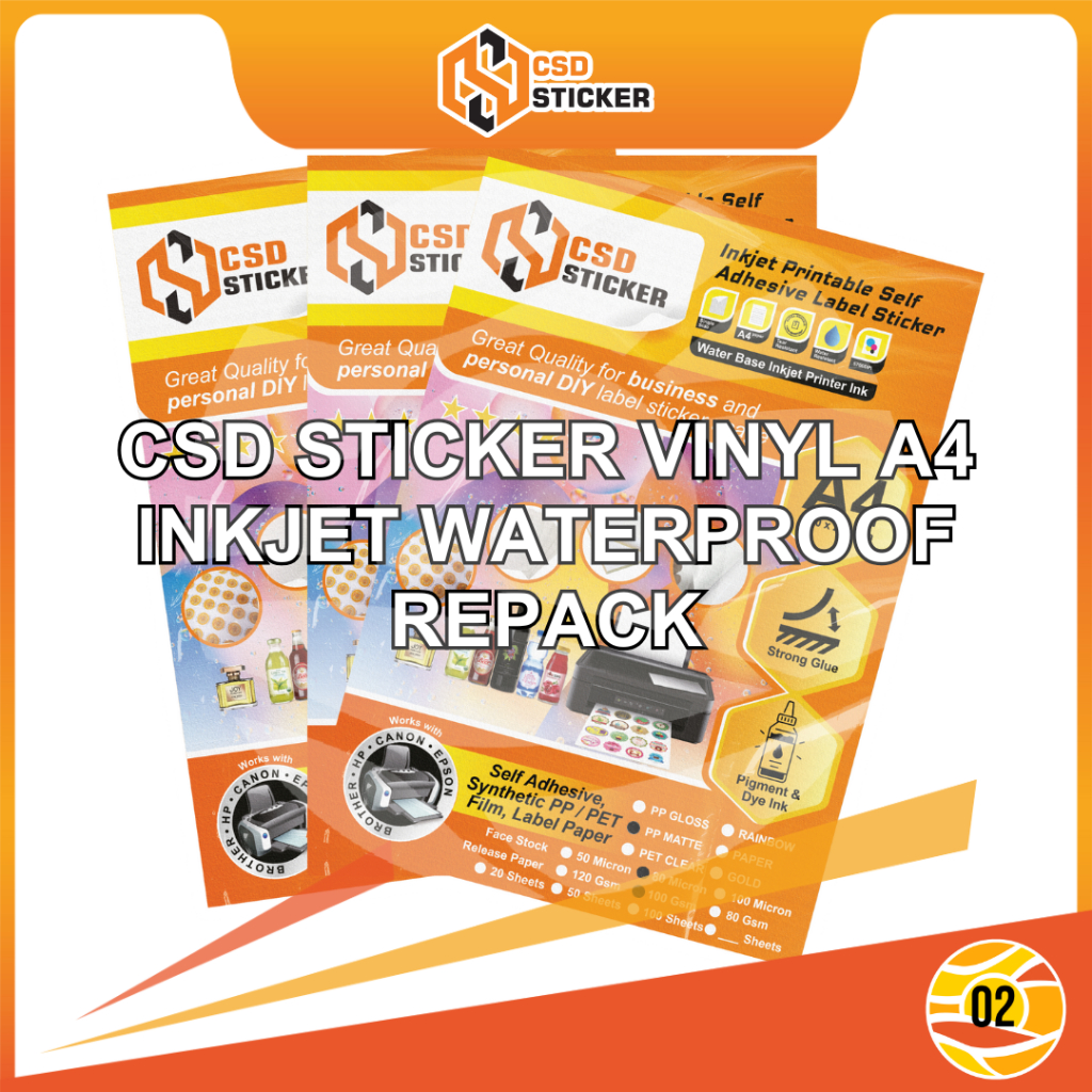 

CSD Sticker Vinyl Inkjet White Matte A4 Waterproof Stiker Digital Print Tidak Mudah Sobek - Repack20