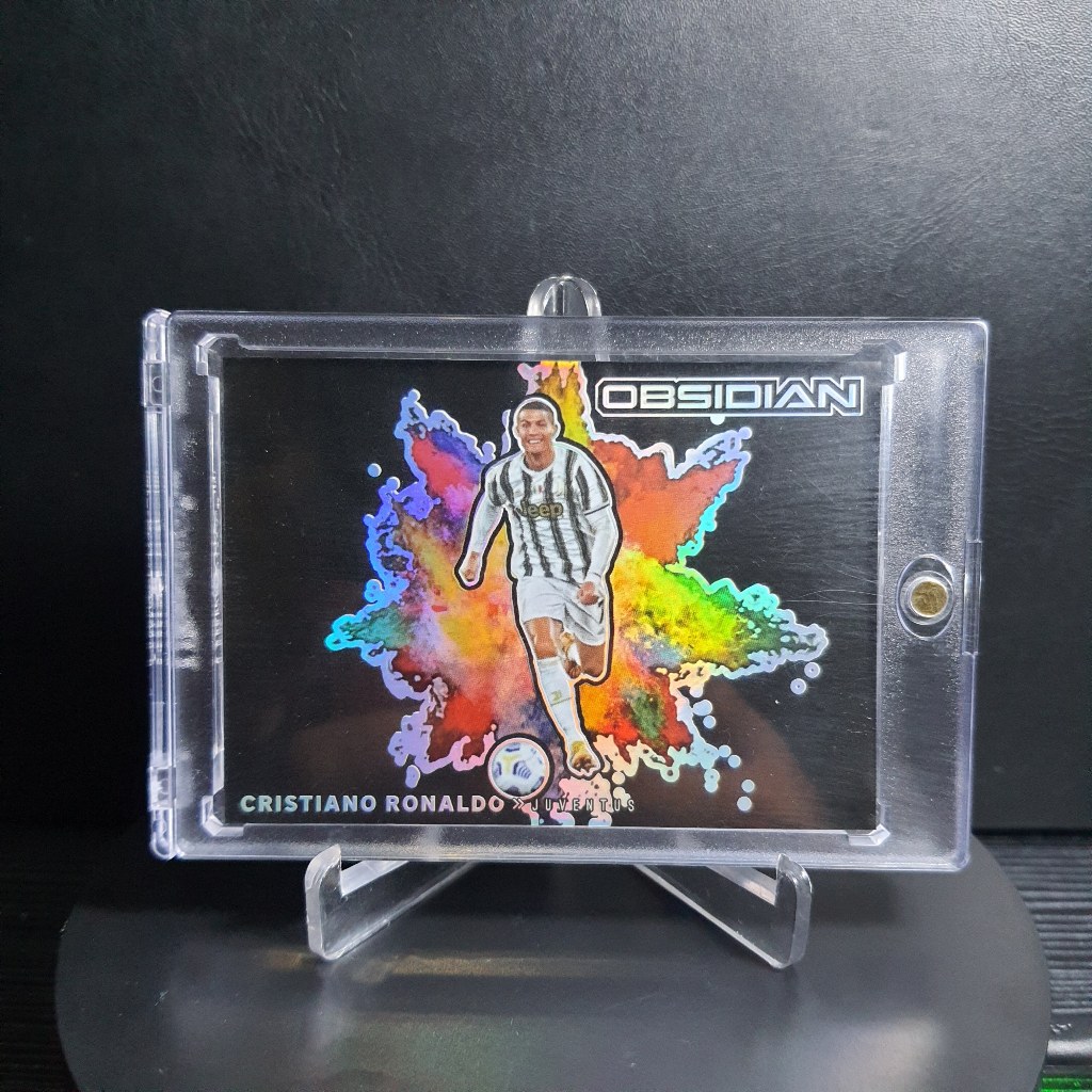 71. Kartu Bola - Custom Card 2020-21 Panini Obsidian - Black Colorblast #5 Cristiano Ronaldo