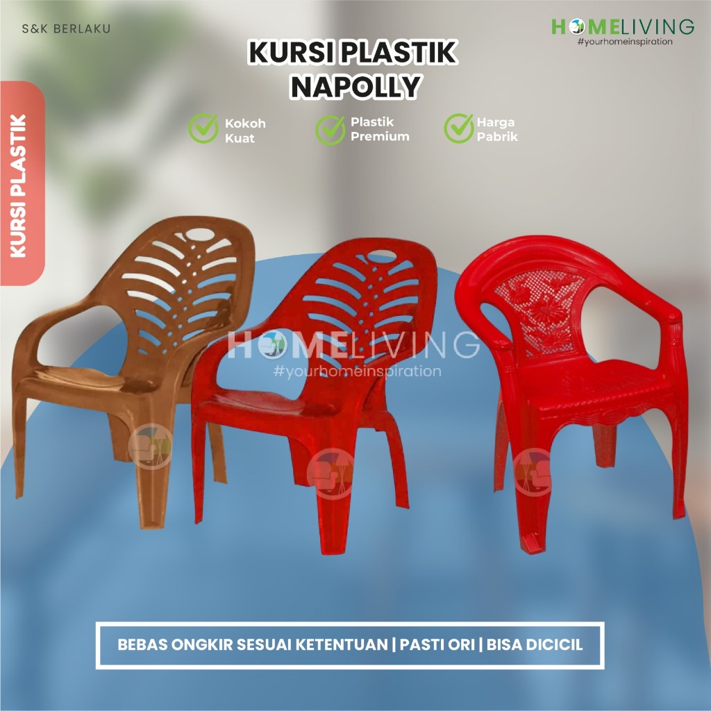 HOMELIVING - KURSI PLASTIK - KURSI NAPOLLY - KURSI TERAS - KURSI WARKOP - KURSI RUMAH MAKAN