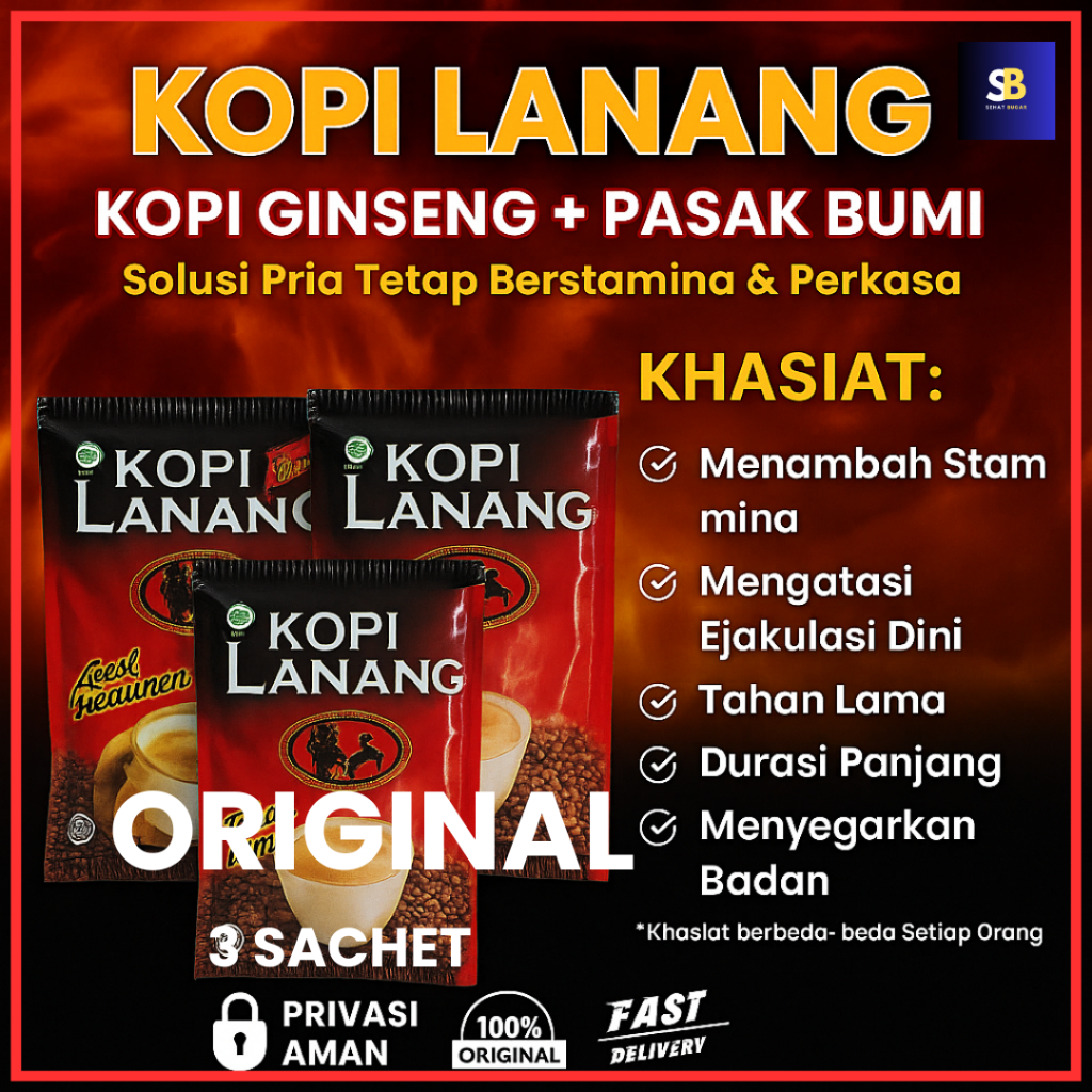 

Kopi Lanang Ginseng Original - Kopi Pria Tahan Lama & Perkasa, 1 Sachet Herbal Pasak Bumi