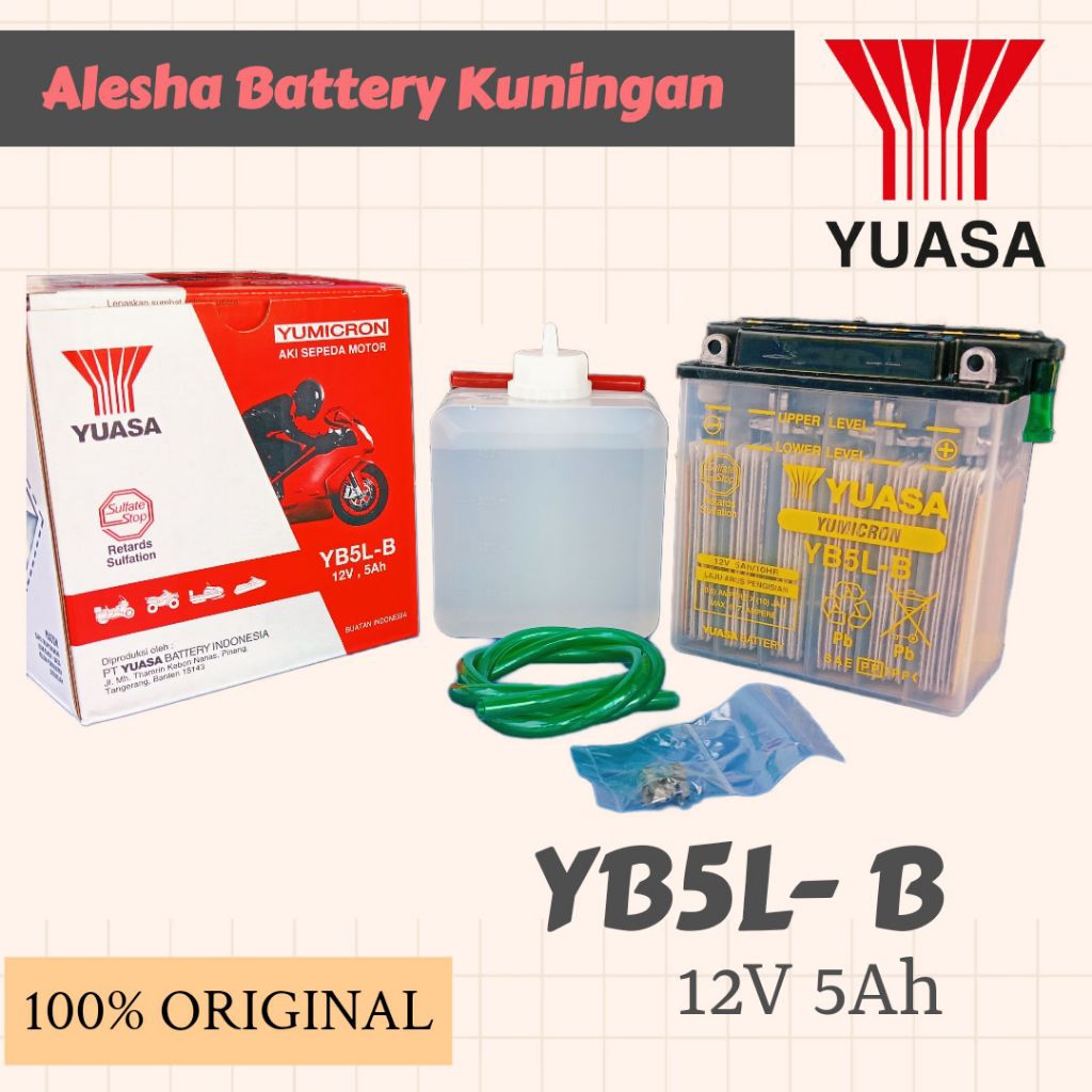 AKI MOTOR BASAH YUASA YB5L-B KAZE, VEGA ZR,SUPRA X, SUPRA FIT,MIO SPORTY, SHOGUN 110 DLL...