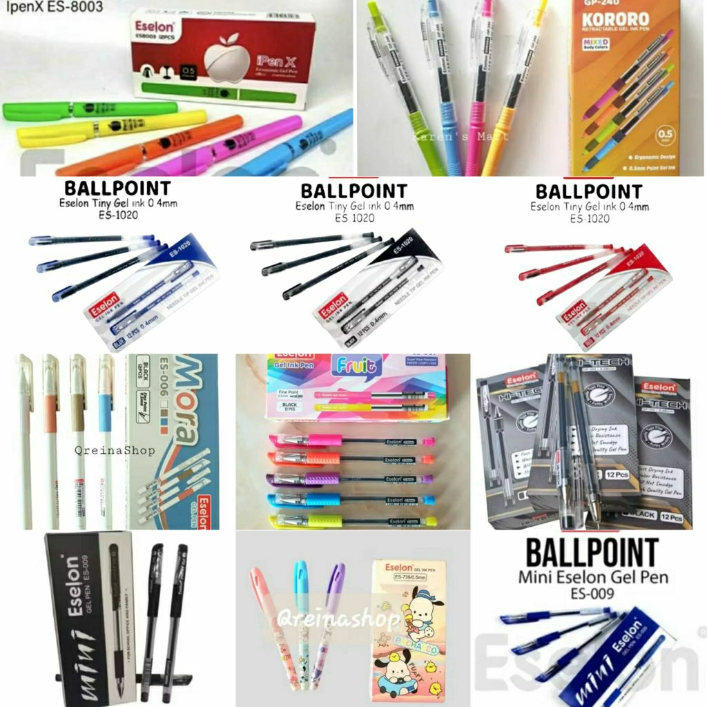 

#Qreinashop BOLPOIN/PULPEN ESELON ES-8003, GP-240, ES-1020, ES-007, GP-100, ES-006, ES-009, ES-739