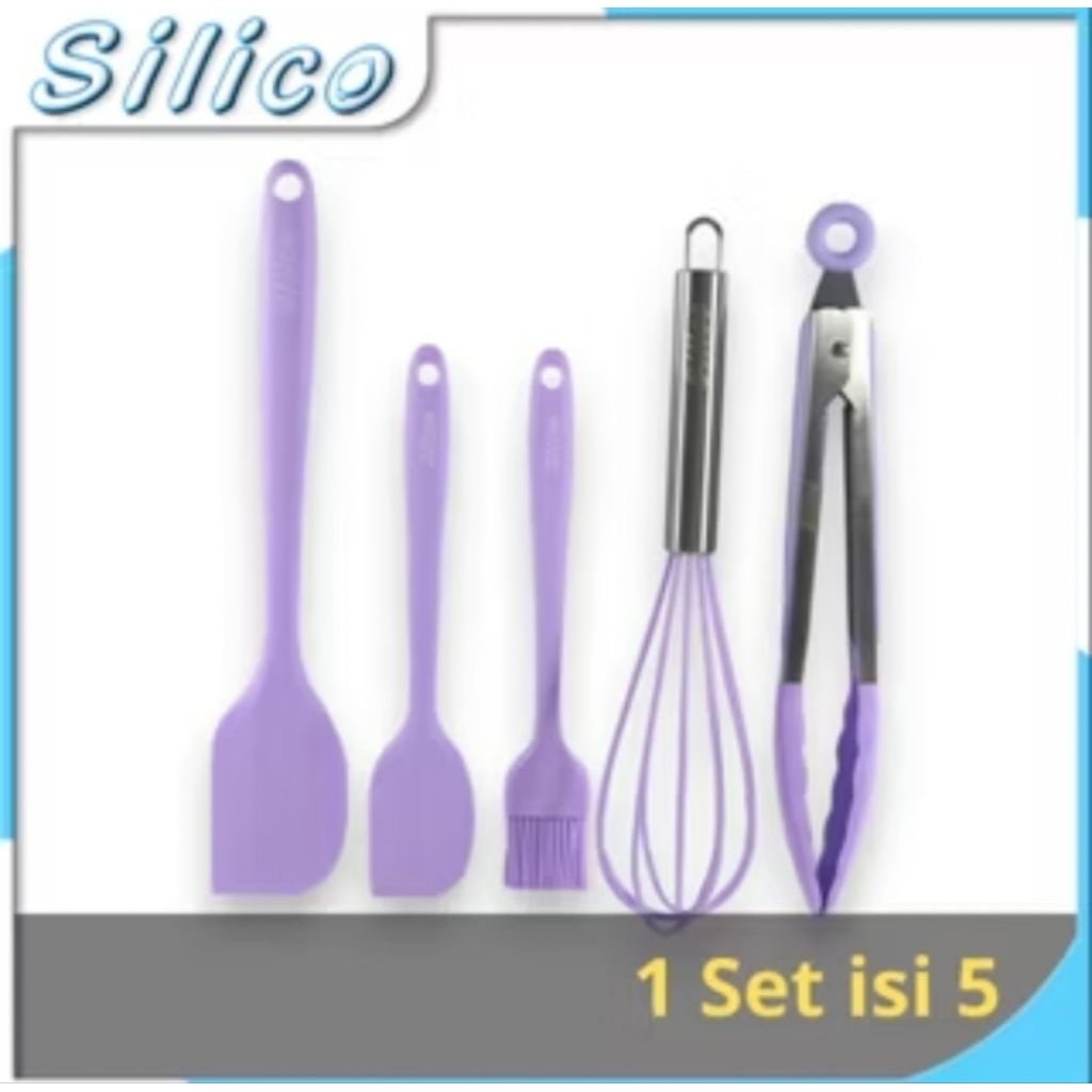 1 Set Alat Masak Spatula Silico Anti Lengket & Tahan Panas