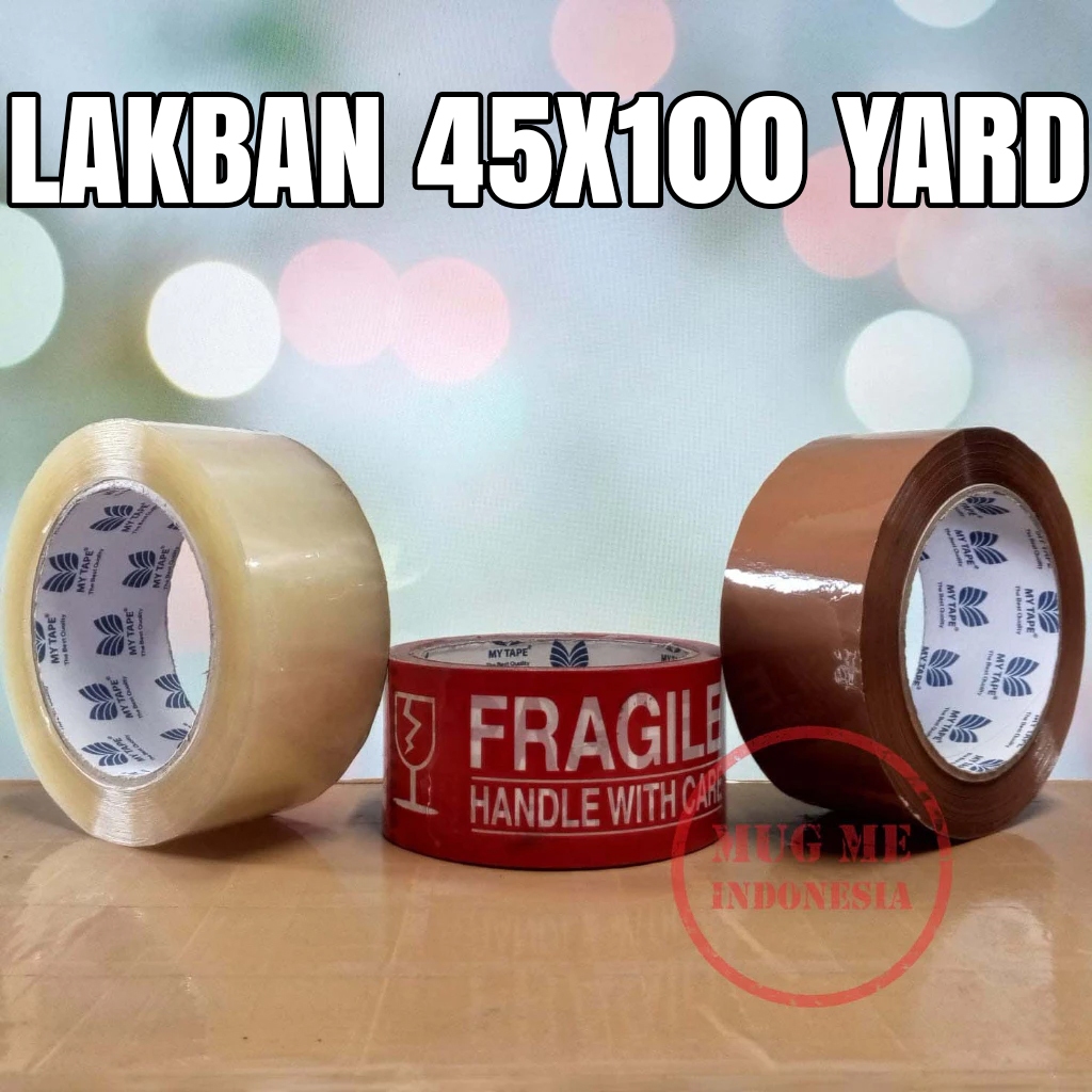 

LAKBAN OPP 45 MM x 100 YARD / PUTIH COKLAT FRAGILE