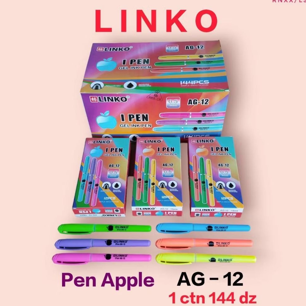 

Pulpen Linko Apple AG-12/Pulpen Cair Hitam/Pen Apple Hitam/Per Lusin