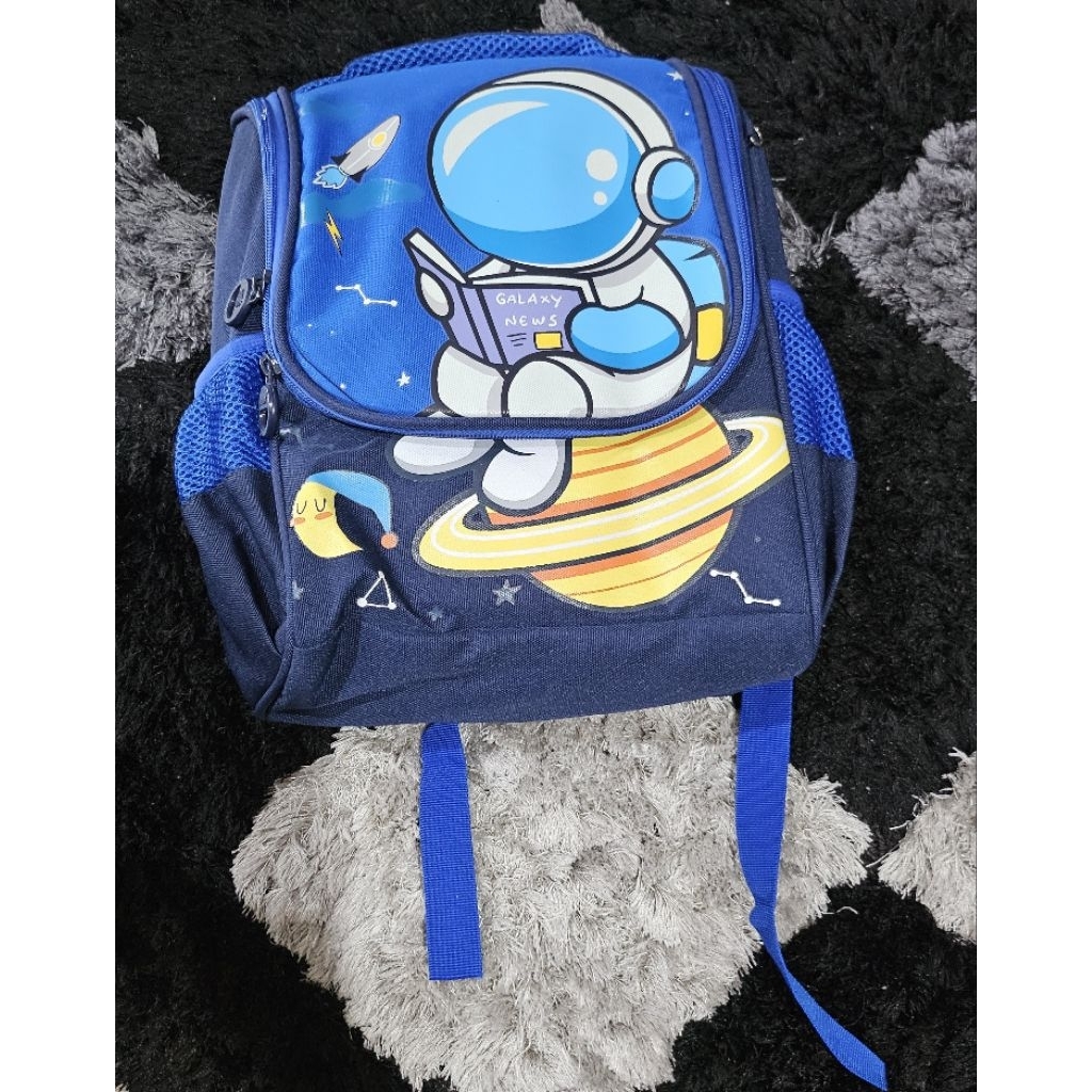 Bagpack Tas Anak TK PAUD SD Karakter Astronout Galaxy Saturnus Roket