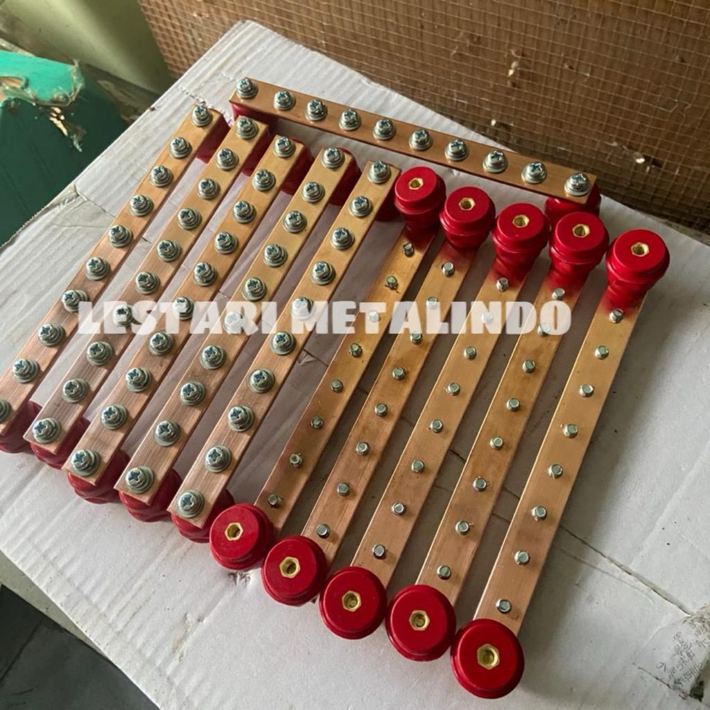 busbar tembaga murni custom 5mm x 30mm x 300mm komplit - busbar grounding - busbar netral