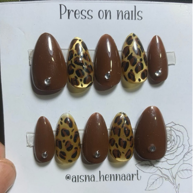 kuku palsu macan tutul viral kekinian murah dan elegan | fake nails macan | kuku palsu hunting kuku 