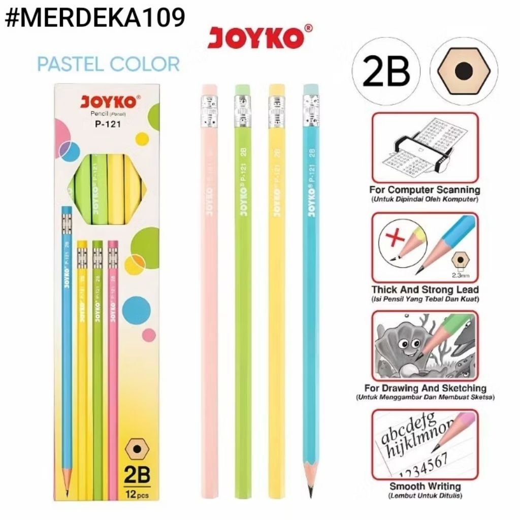 

Alat Tulis pensil joyko P-121 2B 1 pak isi 12 pcs