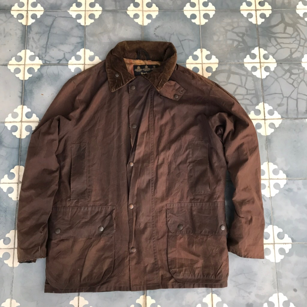 Vintage Barbour Beaufort Brown Wax Jacket  Iconic tartan Big Pocket  By appointment to Her majesty T