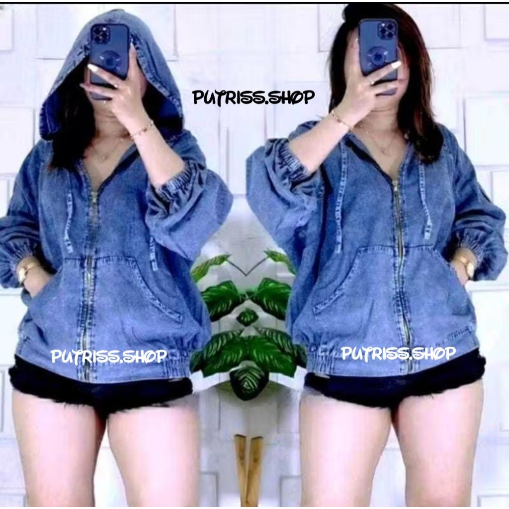 JAKET HODDIE RESLETING/ JAKET ZIPPER WANITA JAKET JEANS KOREAN