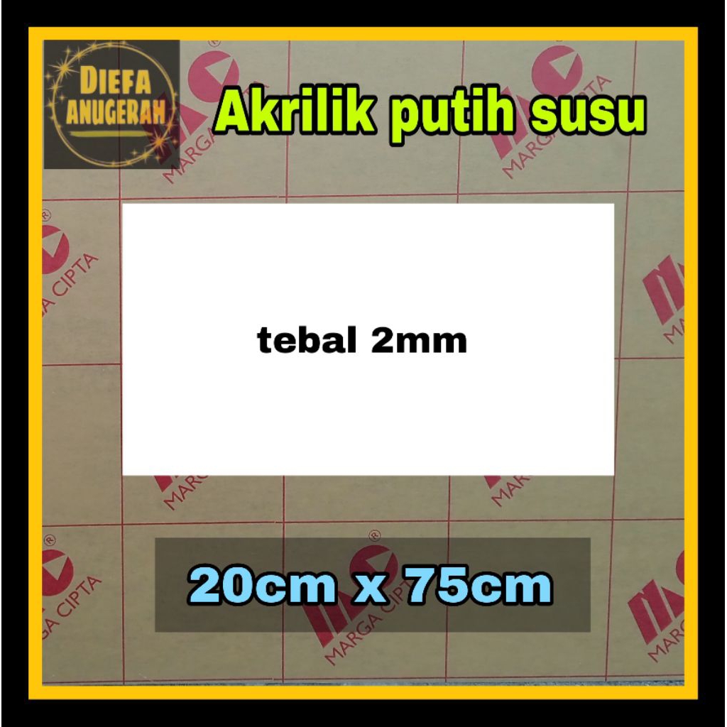 Akrilik 2 mm putih susu 20 x 75 Acrylic lembaran Acrylic white