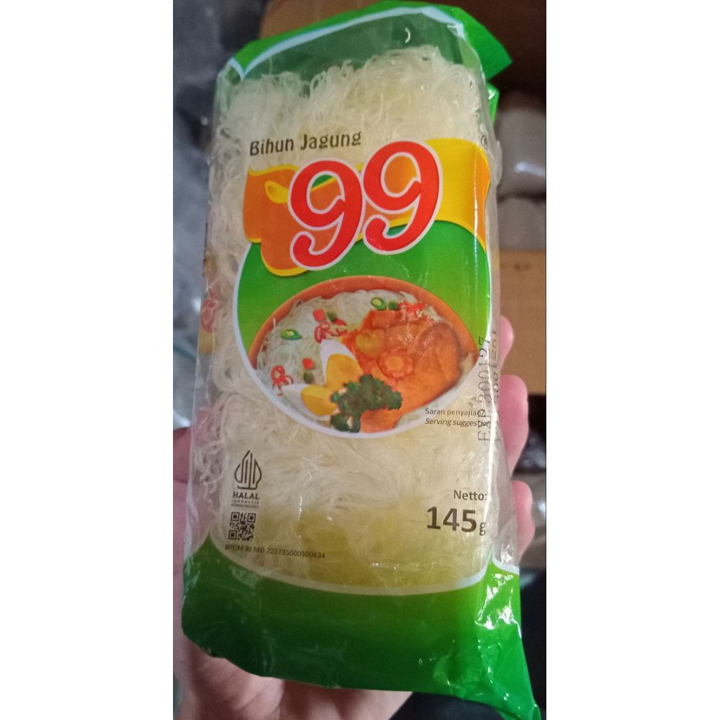 

Bihun Jagung "99" (20x145g Sachet): Lezat, Praktis, Sehat, Alami, Panda​. Bihun Jagung "99" Panda: 145g/Sachet, Kenyal, Sehat, Praktis, Hemat, 20 Sachet. bihun jagung 99 / 145 gram/sachet 1 bal isi 20 pcs
