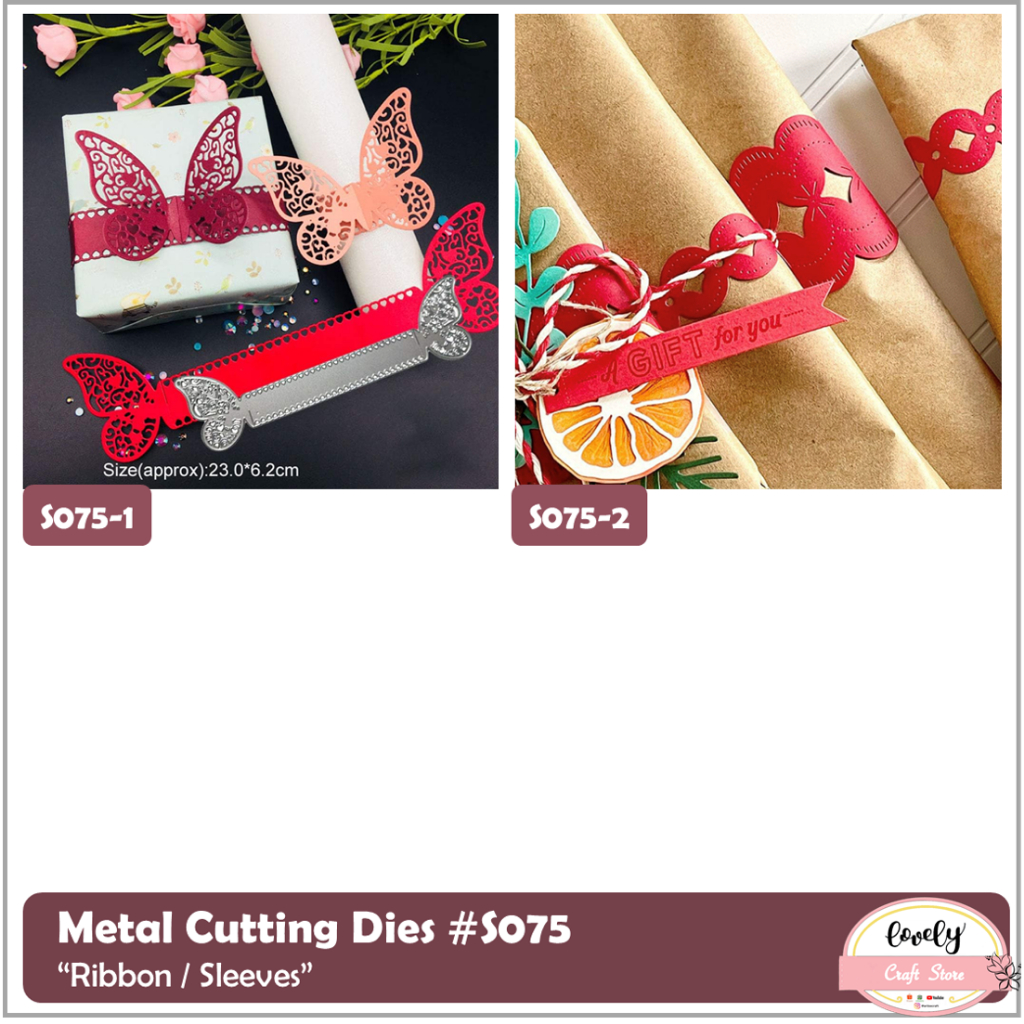 

LovelyCraftStore | Metal cutting dies - 1pc metal cutting dies Ribbon / Sleeves dies utk bahan mahar, journal, cards, stencil #075