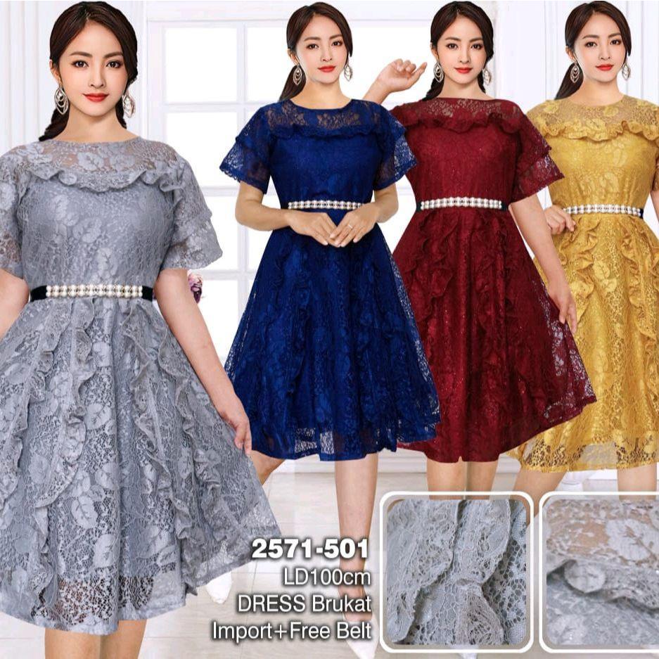 Dress Remaja Bahan Brokat