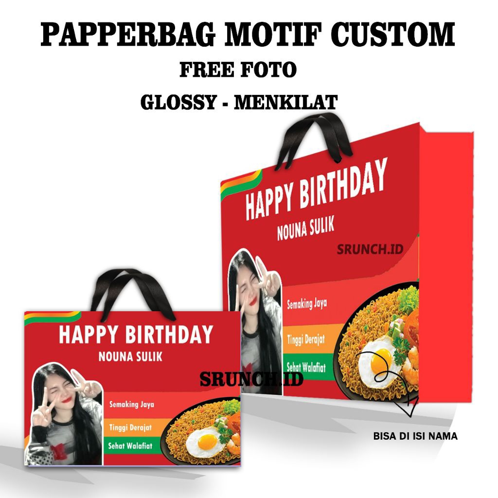 

[1PCS] PAPPERBAG CUSTOM LUCU//FREE WAJAH//FOTO//DESAIN//UCAPAN