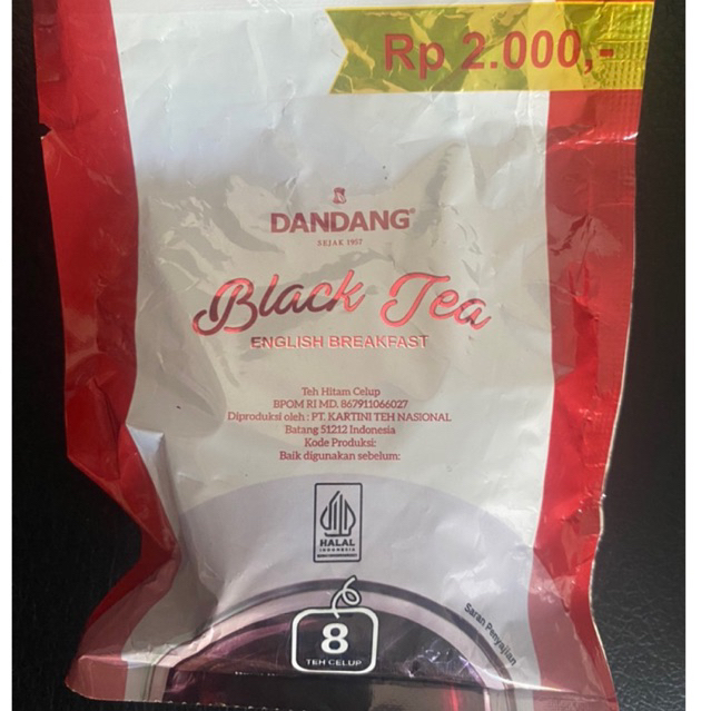 

Teh dandang Rentang Black tea isi 8 kantong 1 pcs