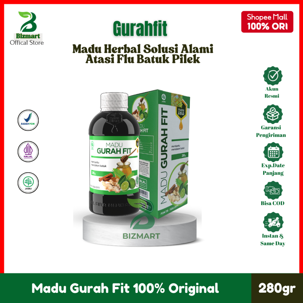 Madu Gurah Fit - Madu Herbal Obat Flu, Batuk, Pilek & Demam Untuk Dewasa dan Anak