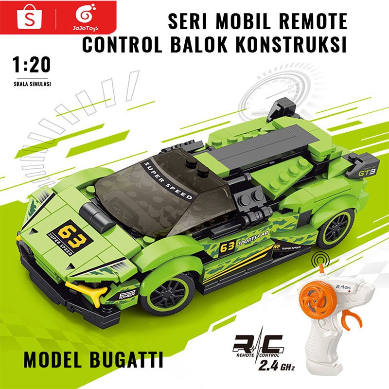 JOJOTOY Mainan Mobil Remote Control Blok Super Car 1:16 Model Lego RC Car Anak balok 3D Rakitan Kado