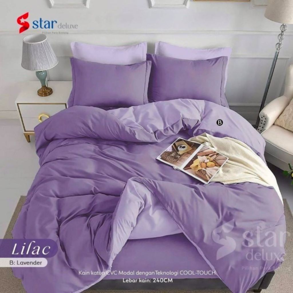 Sprei Set Katun STAR Polos Lilac