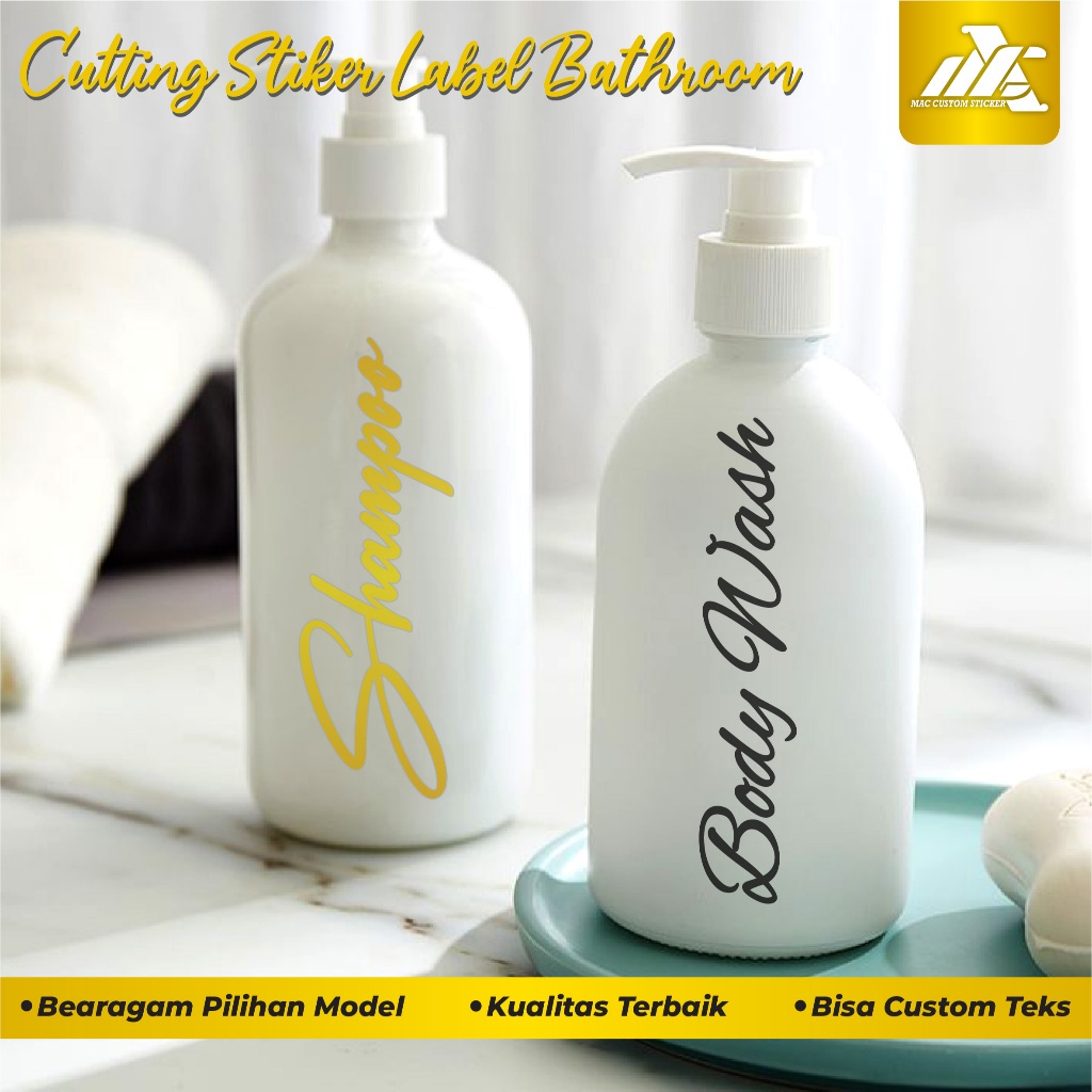 

Stiker Cutting Label Bathroom / Kamar Mandi - Sticker Label Body Wash, Conditioner, Shampoo