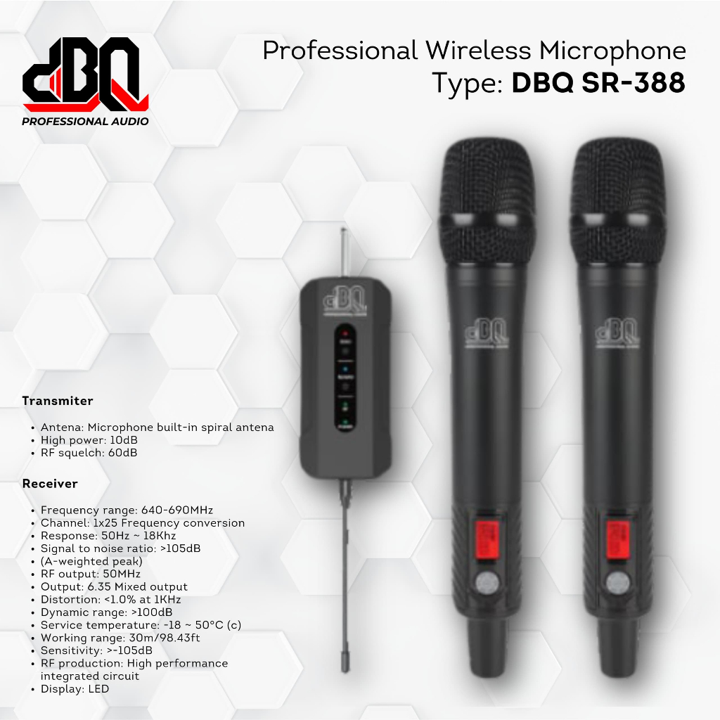 Microphone Wireless DBQ SR-388 / Mic DBQ 388 / Mic Wireless