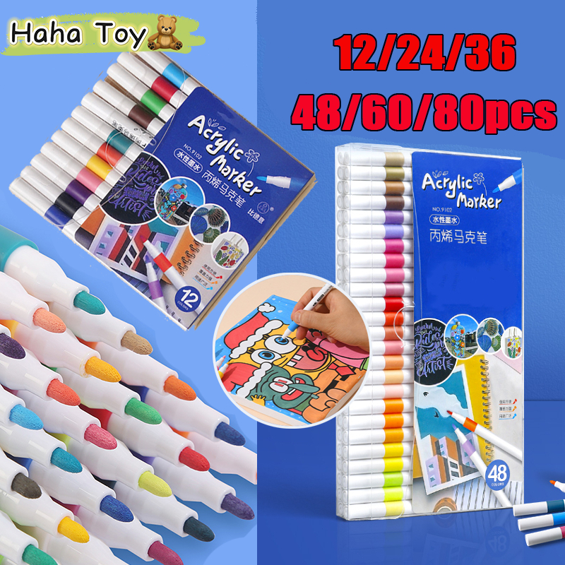 

HAHA TOY Acrylic Marker Set Spidol Akrilik DIY Painting Acrylic Painter Pastel Pulpen Drawing Warna
