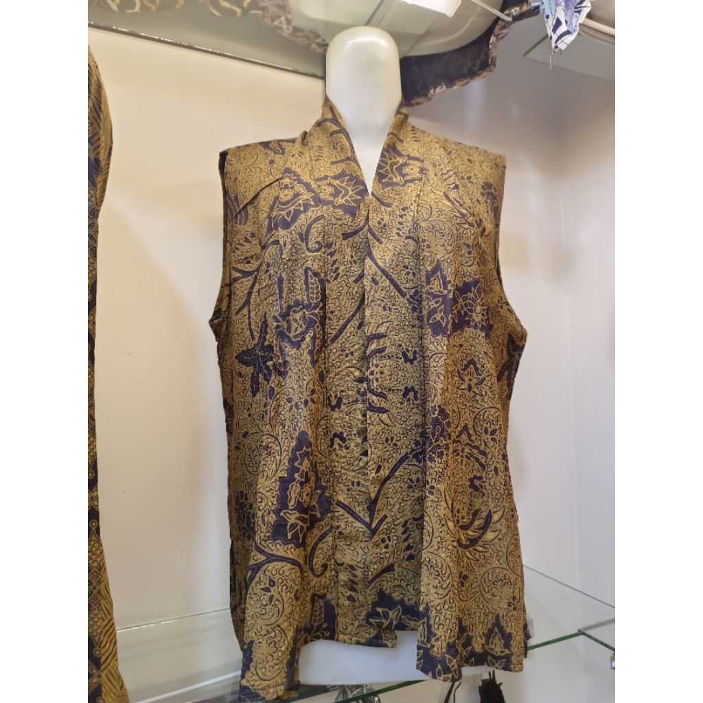 Outer Cardigan paris premium Tanpa lengan Batik sogan