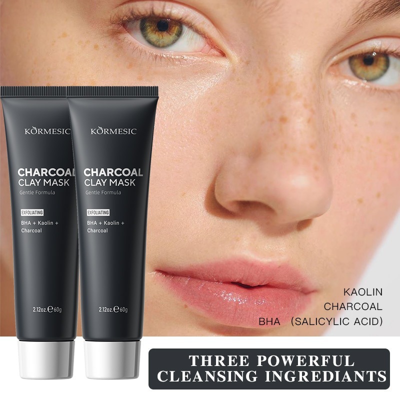 Kormesic Charcoal Clay Mask Kaolin BHA Salicylic Acid Masker Wajah Membersihkan Komedo