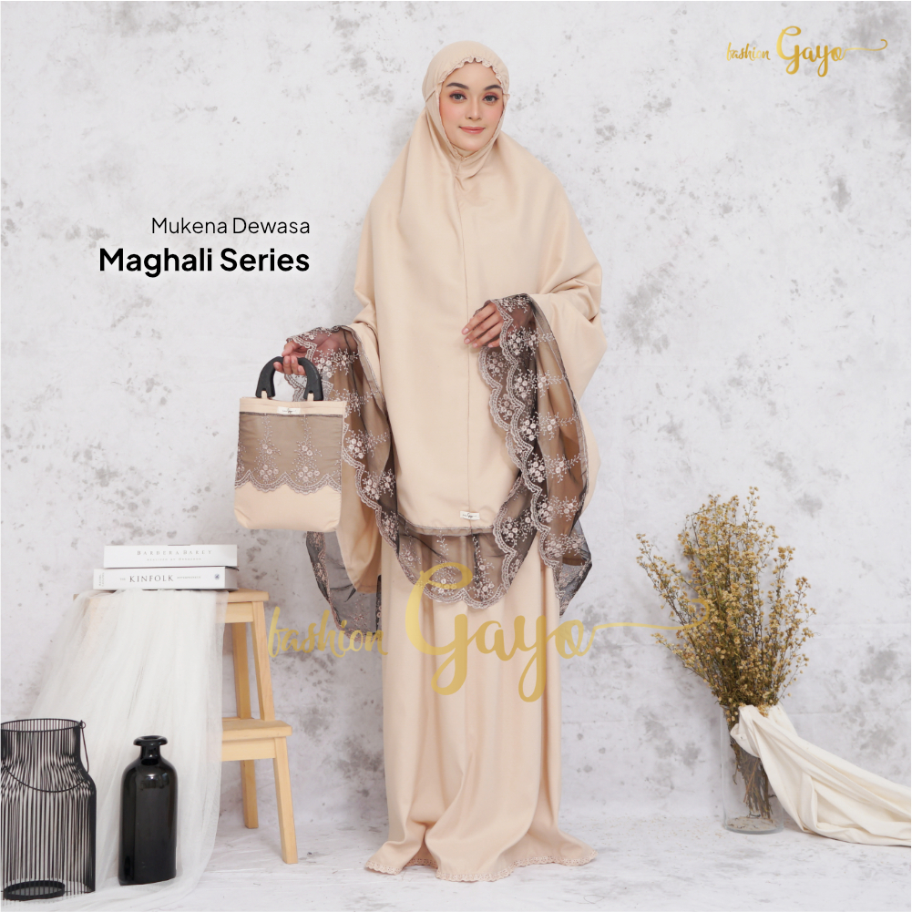 Mukena Fashion GAYO - Maghali Series - Mukena Dewasa | Mukena Polos + Tas Mukena