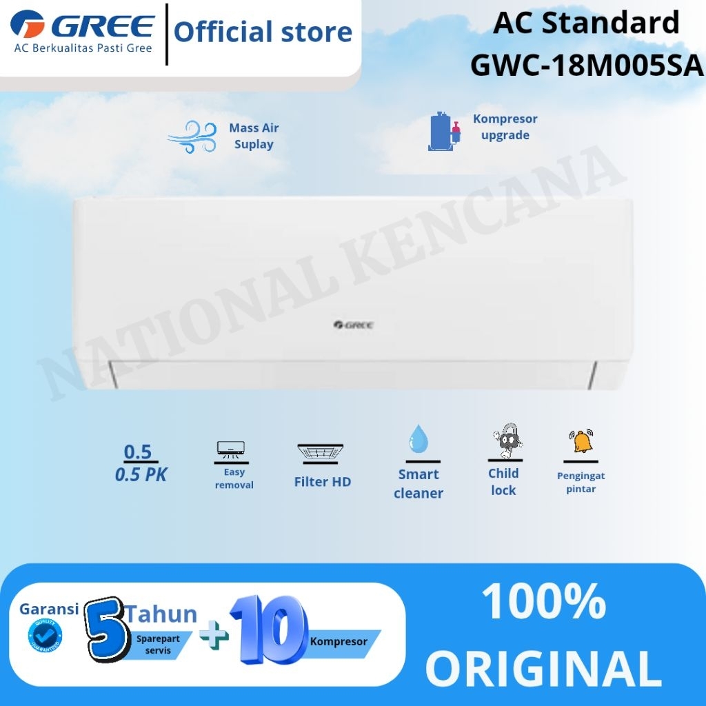 *KHUSUS PALEMBANG* AC pendingin ruangan GREE GWC18M005S-A  2PK warna PUTIH