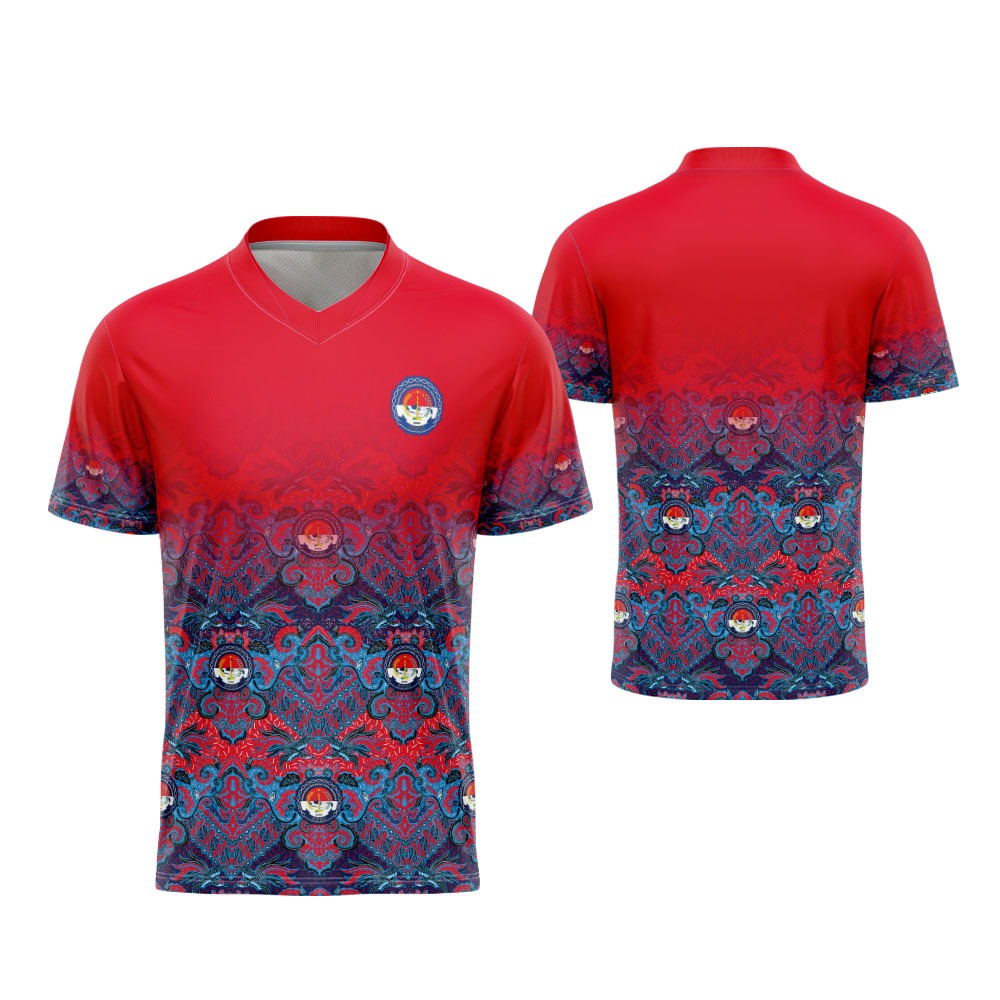 Baju Kaos Pria Lengan Pendek Kerah V-Neck Batik PPDI Printing